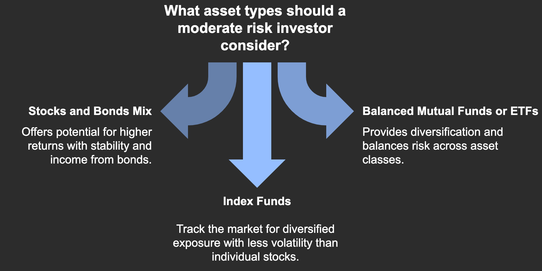 Diagram showing asset types for moderate investors